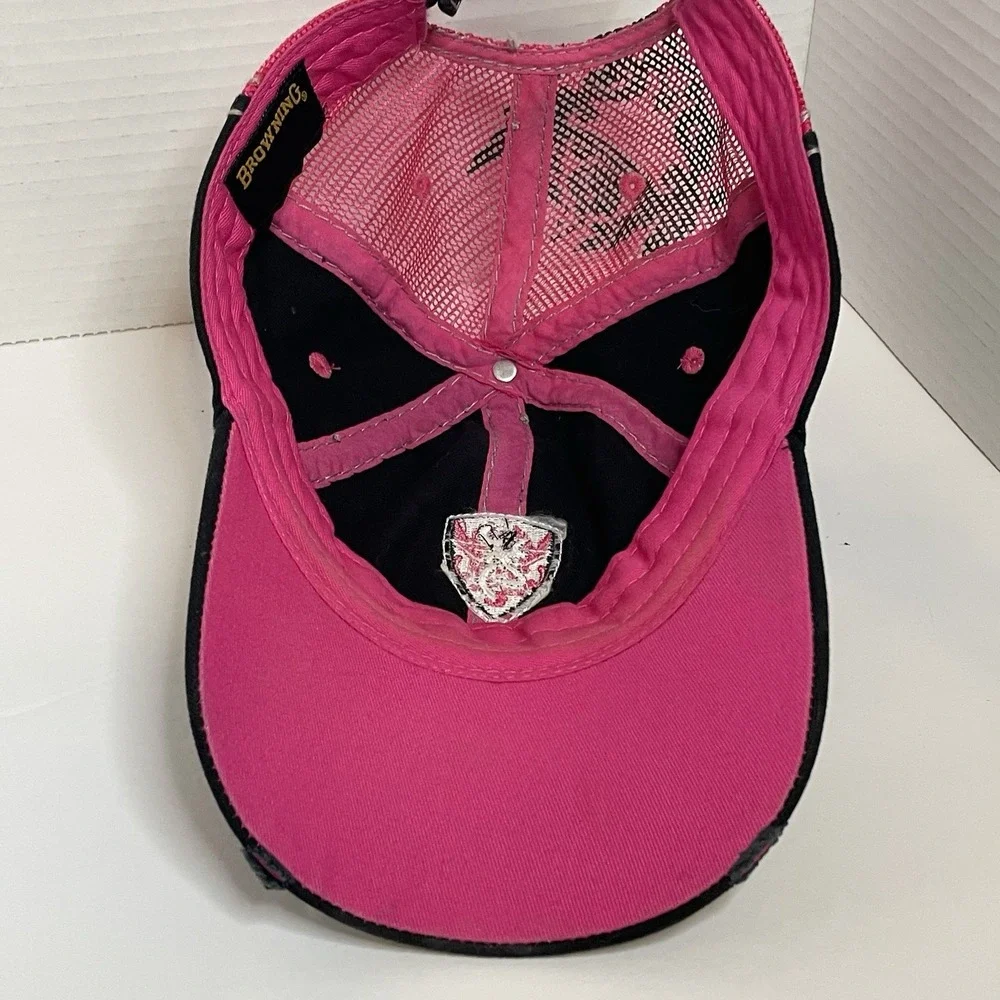 Browning Women's Buckmark Cap Black Pink Mesh Strap Back Hat Baseball Cap